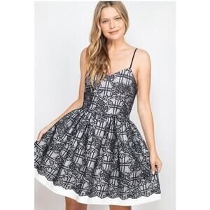 NWT AQUA Floral Lace Dress Size S Black White Whimsigoth Romantic Fairy Grunge